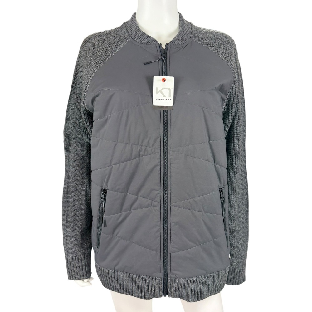 Kari Traa Hybrid Quilted Knit Sleeve Jacket Full Zip Activewear Athlesiure XL